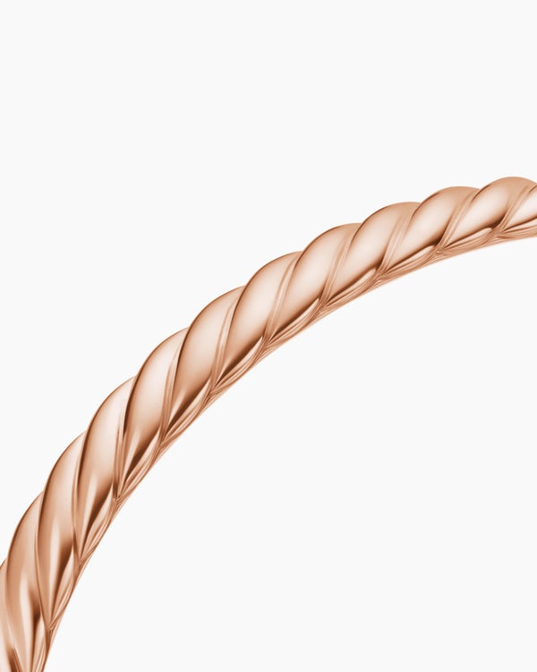 Sculpted Cable Bangle Bracelet in 18K Rose Gold, 6.2mm