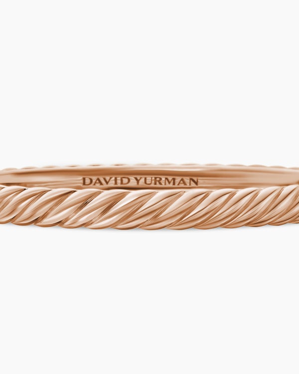 Sculpted Cable Bangle Bracelet in 18K Rose Gold, 6.2mm