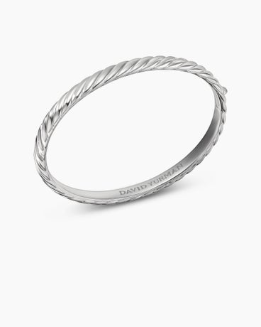 Sculpted Cable Bangle Bracelet in 18K White Gold, 6.2mm
