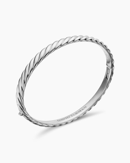 Bracelet jonc Sculpted Cable en or blanc 18 carats, 6,2 mm