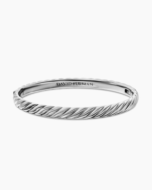 Bracelet jonc Sculpted Cable en or blanc 18 carats, 6,2 mm