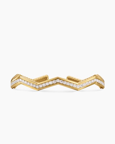 Zig Zag Stax™ Cuff Bracelet in 18K Yellow Gold with Diamonds, 5mm