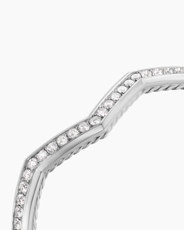 Bracelet manchette Stax zigzag en argent massif avec diamants, 5 mm