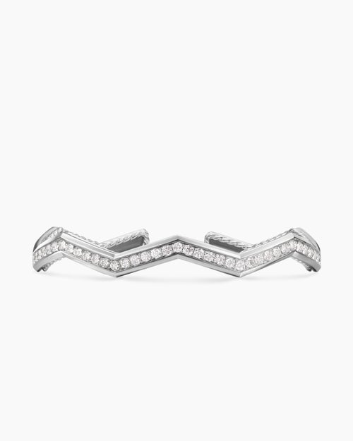 Womens Zig Zag Stax™ Cuff Bracelet in Sterling Silver with Diamonds, 5mm