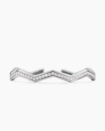 Bracelet manchette Stax zigzag en argent massif avec diamants, 5 mm