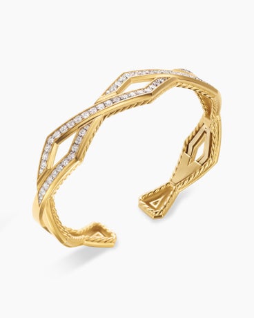 Stax Zig Zag Cuff Bracelet in 18K Yellow Gold with Diamonds, 13mm