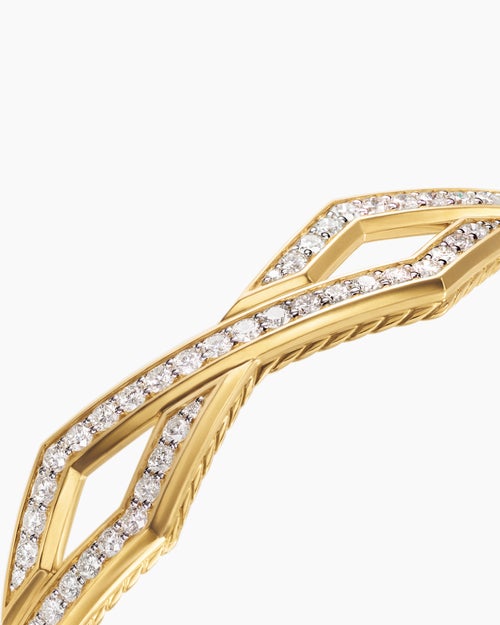 Womens Zig Zag Stax™ Cuff Bracelet in 18K Yellow Gold with Diamonds, 13mm