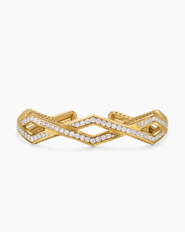 Stax Four Row Cuff Bracelet in 18K Yellow Gold with Diamonds, 14mm