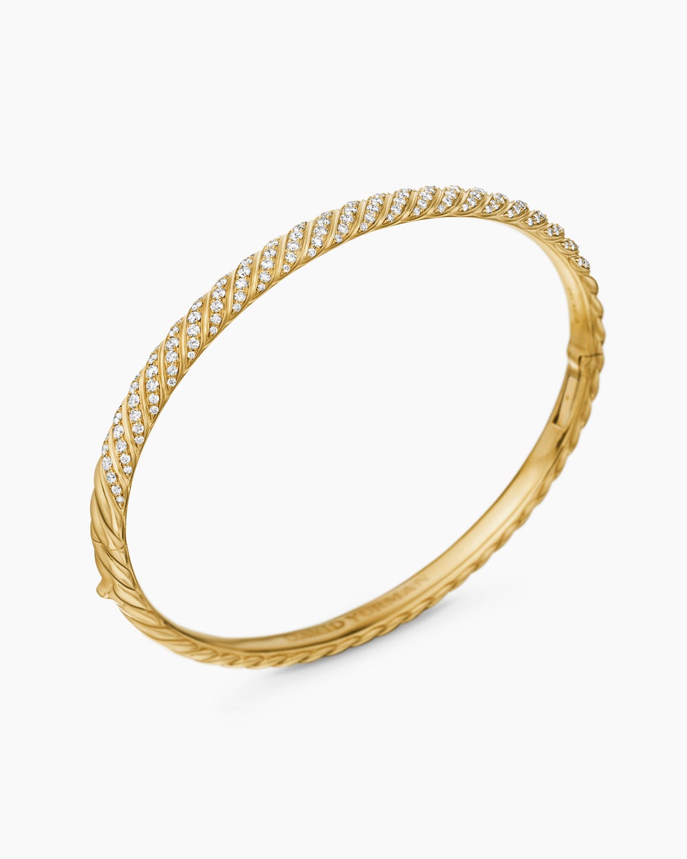 Bracelet jonc Sculpted Cable en or jaune 18 carats et diamants, 4,6 mm femmes