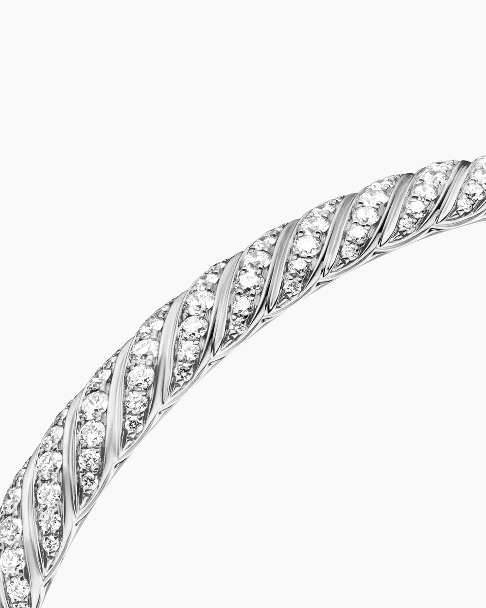 Bracelet jonc Sculpted Cable en or blanc 18 carats avec pavé de diamants, 4,6 mm femmes