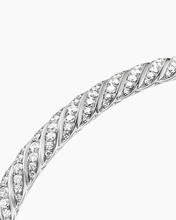 Bracelet jonc Sculpted Cable en or blanc 18 carats avec diamants, 4,6 mm