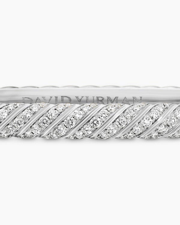 Bracelet jonc Sculpted Cable en or blanc 18 carats avec diamants, 4,6 mm