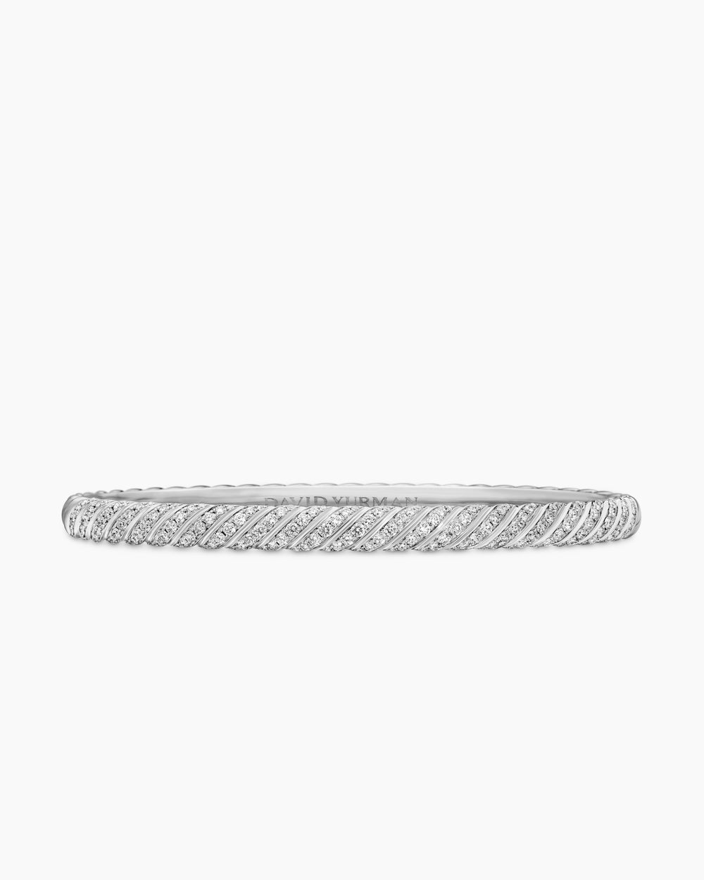 Bracelet jonc Sculpted Cable en or blanc 18 carats avec pavé de diamants, 4,6 mm femmes