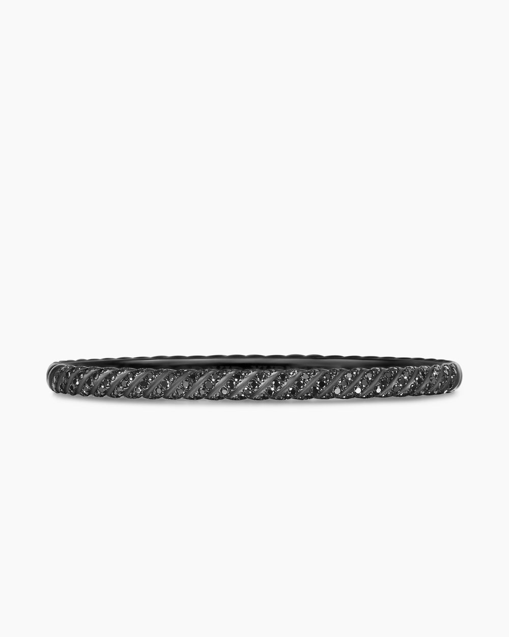 Womens Sculpted Cable Bangle Bracelet in Black Titanium with Diamonds, 4.6mm