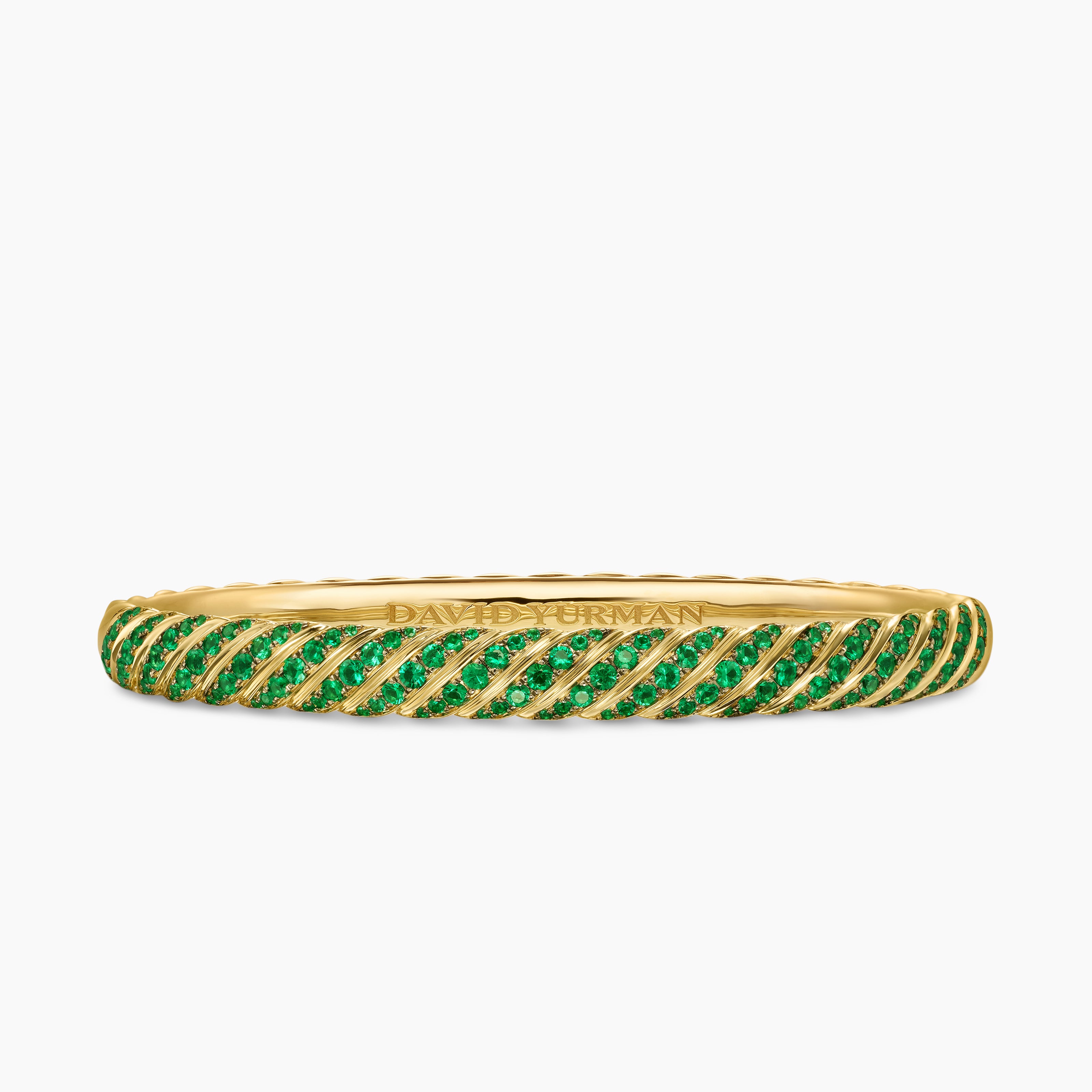 Womens Sculpted Cable Bangle Bracelet in 18K Yellow Gold, 6.2mm