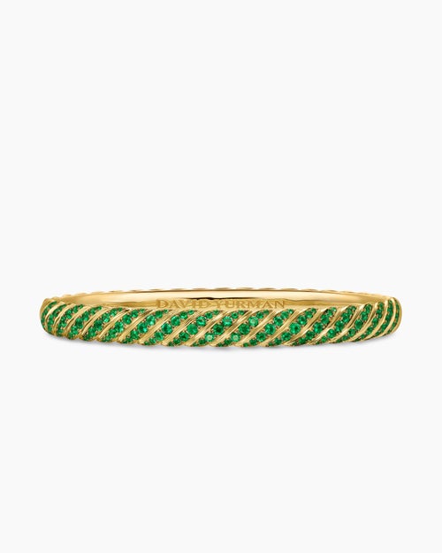 Womens Sculpted Cable Bangle Bracelet in 18K Yellow Gold, 6.2mm