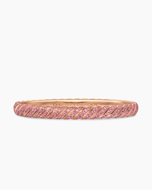 Womens Sculpted Cable Bangle Bracelet in 18K Rose Gold, 6.2mm