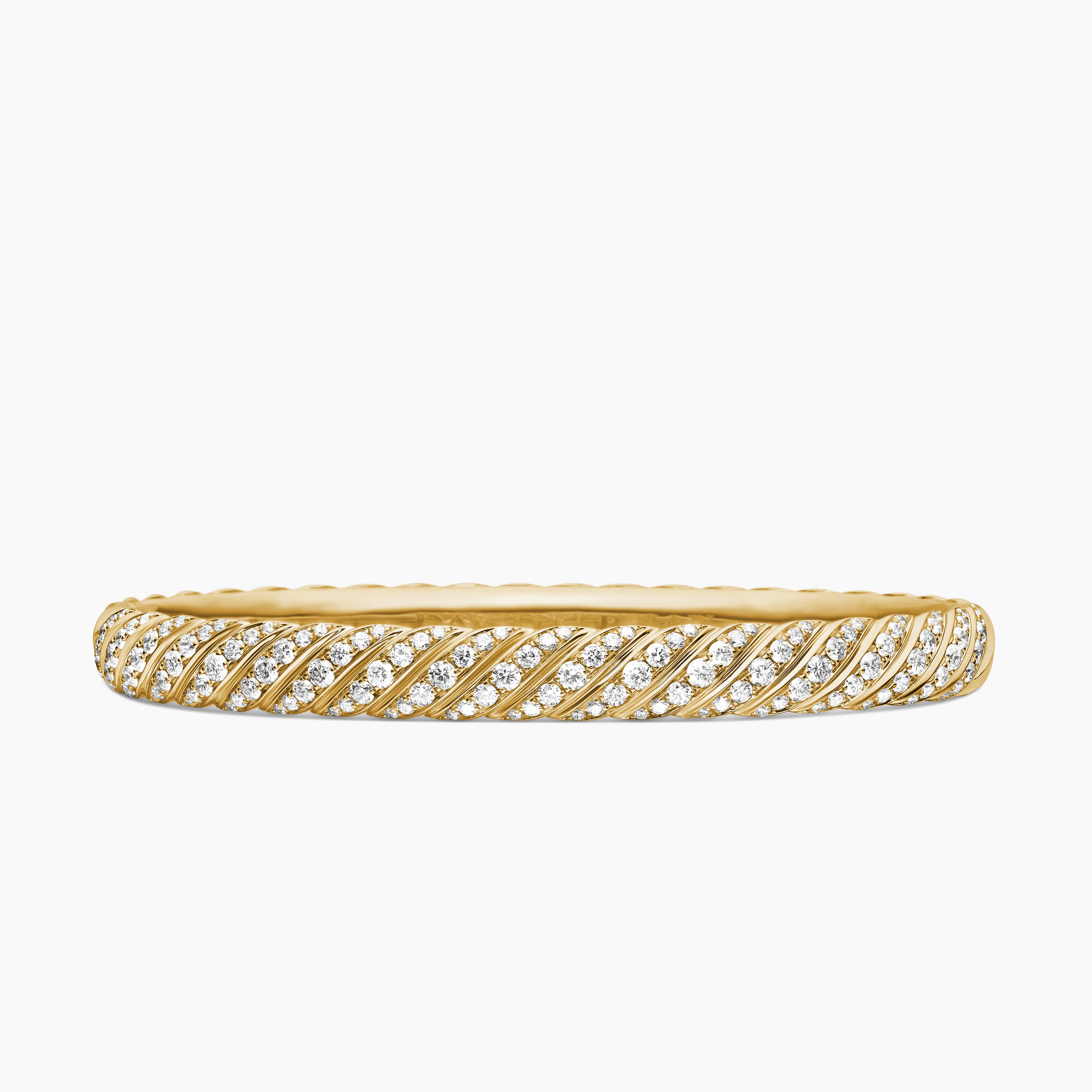 Bracelet jonc torsade sculpt&eacute;e en or jaune 18 carats avec pav&eacute; de diamants, 6,2 mm femme 