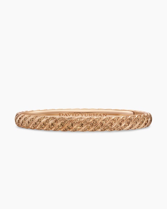 Sculpted Cable Bangle Bracelet in 18K Rose Gold with Cognac Diamonds, 6.2mm