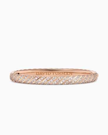 Sculpted Cable Bangle Bracelet in 18K Rose Gold with Diamonds, 6.2mm