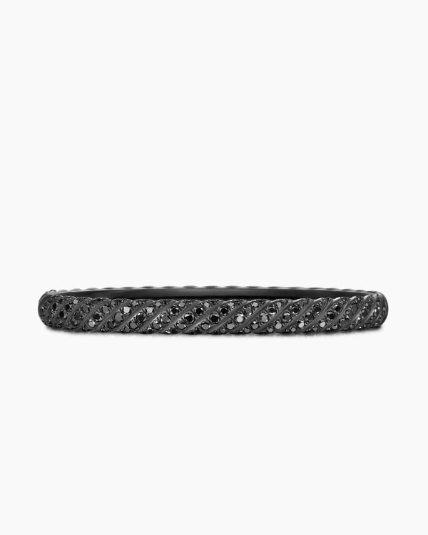 Sculpted Cable Bangle Bracelet in Black Titanium with Black Diamonds, 6.2mm