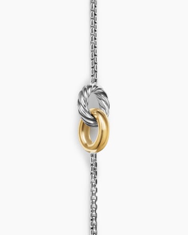 Petite Cable Linked Bracelet in Sterling Silver with 14K Yellow Gold, 15mm