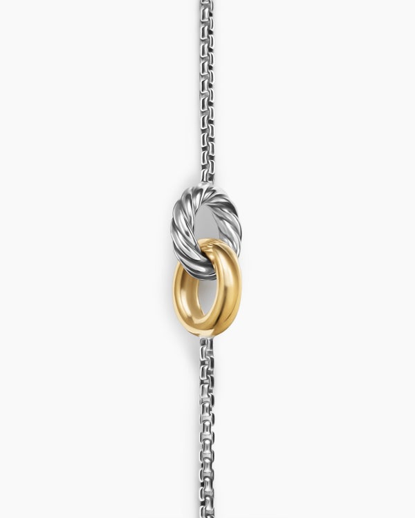 Petite Cable Linked Bracelet in Sterling Silver with 14K Yellow Gold, 15mm