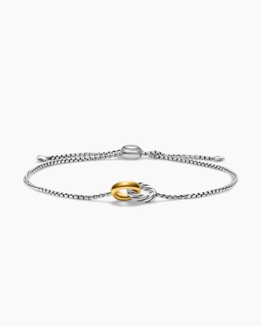 Bracelet Cable de petite taille en argent massif avec or jaune 14 carats, 15 mm