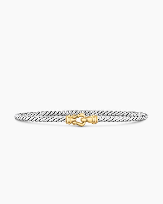 Micro Cable Flex® Buckle Bracelet in Sterling Silver with 14K Yellow Gold, 2.6mm