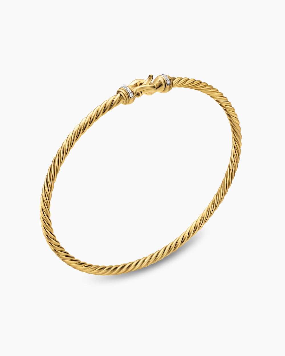 Womens Micro Cablespira Flex Buckle Bracelet in 18K Yellow Gold with Diamonds, 2.6mm