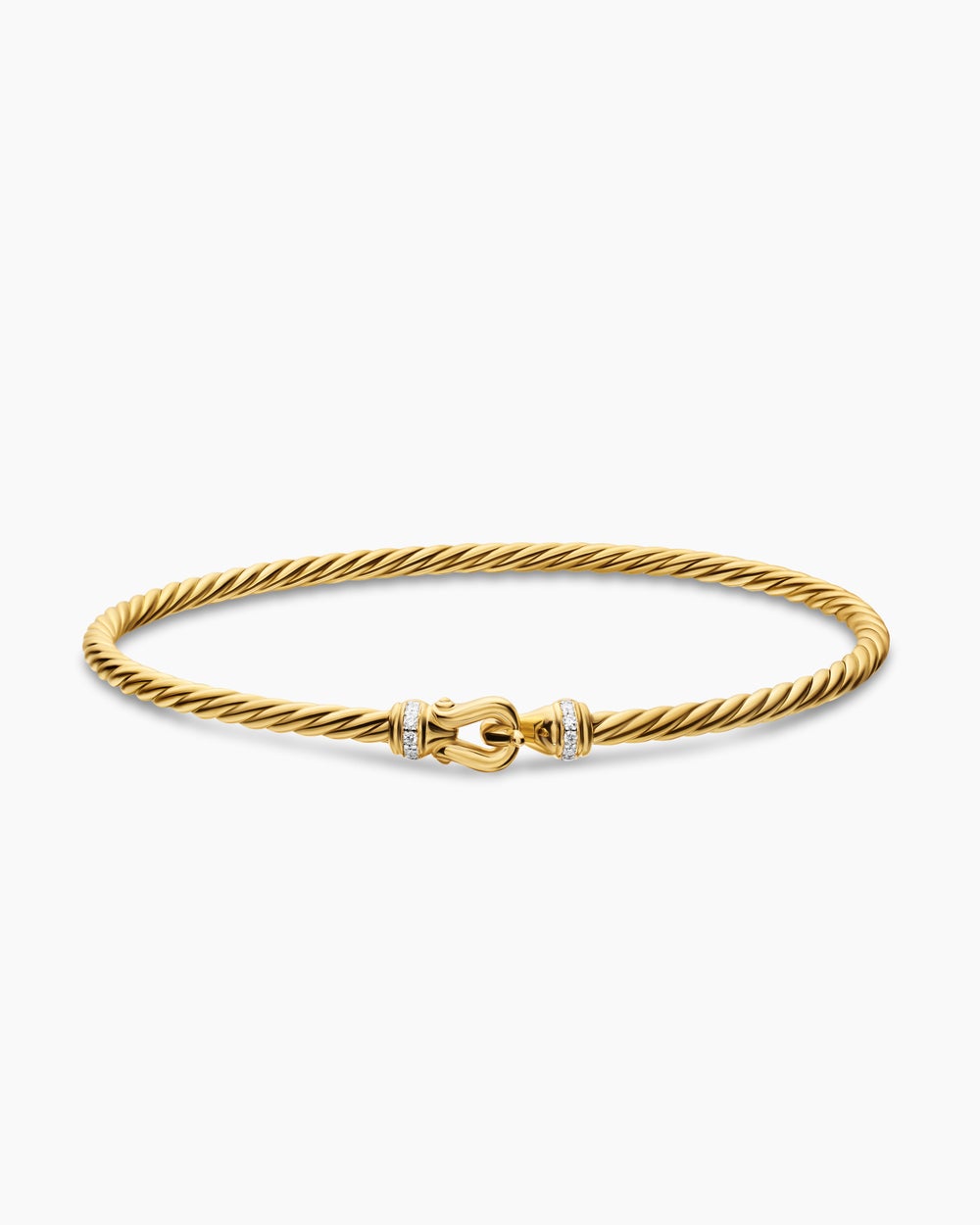 Womens Micro Cablespira Flex Buckle Bracelet in 18K Yellow Gold with Diamonds, 2.6mm
