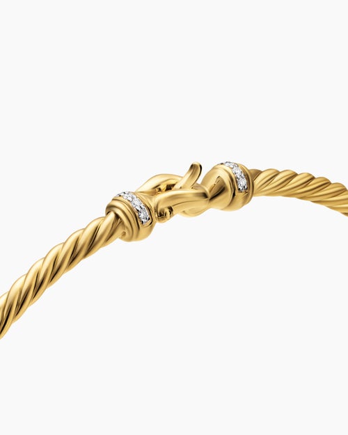 Womens Micro Cablespira® Flex Buckle Bracelet in 18K Yellow Gold with Diamonds, 2.6mm