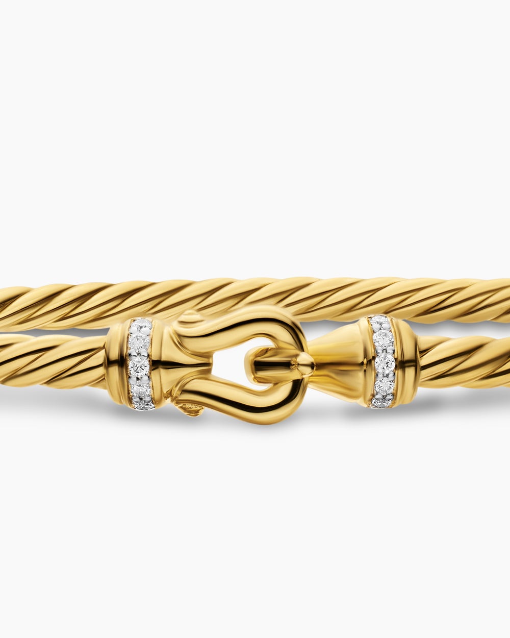 Womens Micro Cablespira Flex Buckle Bracelet in 18K Yellow Gold with Diamonds, 2.6mm