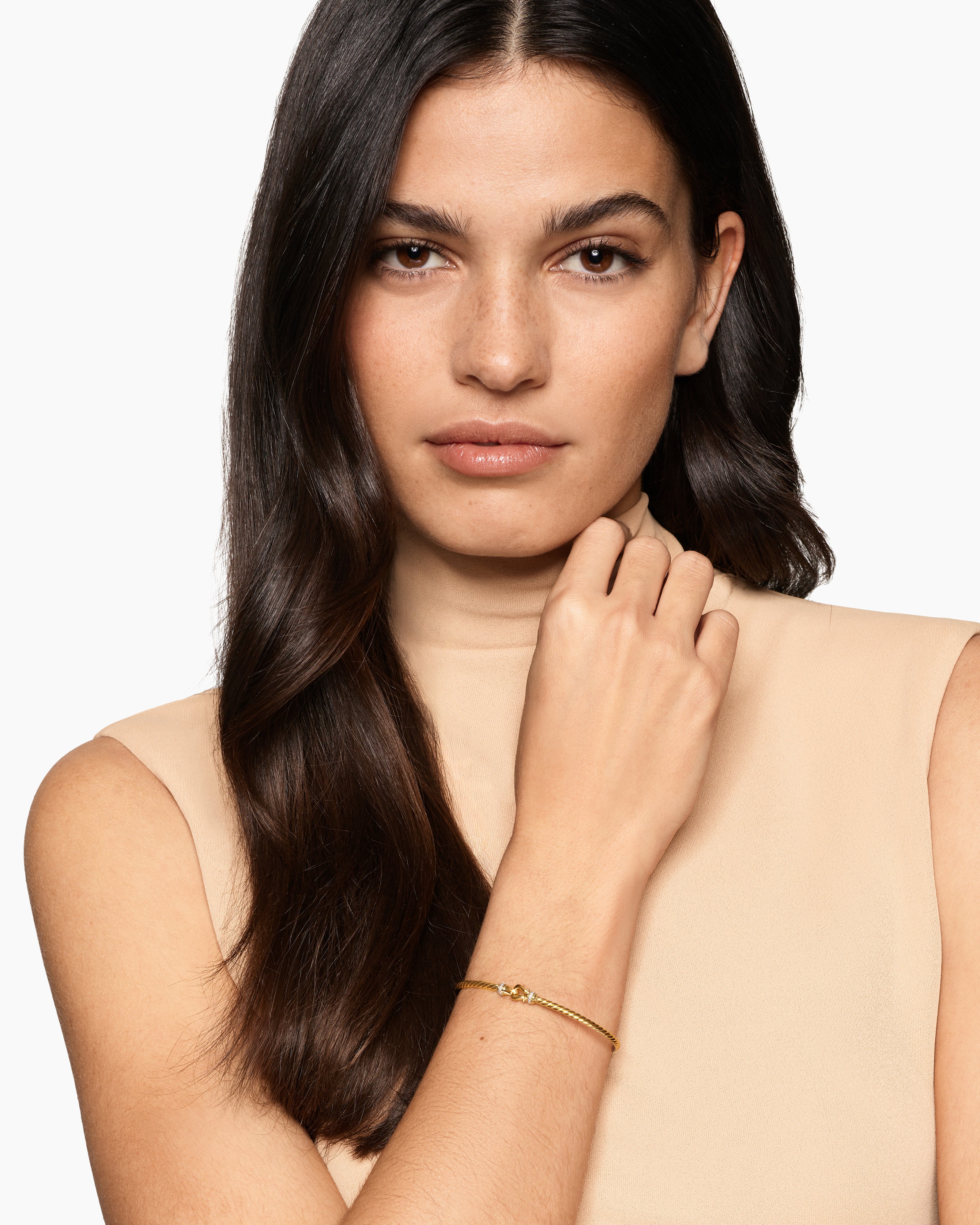 PRY GROUND シュウト011-PLATE-BRACELET Micro Cable Flex® Bracelet in Gold & Diamonds | David Yurman