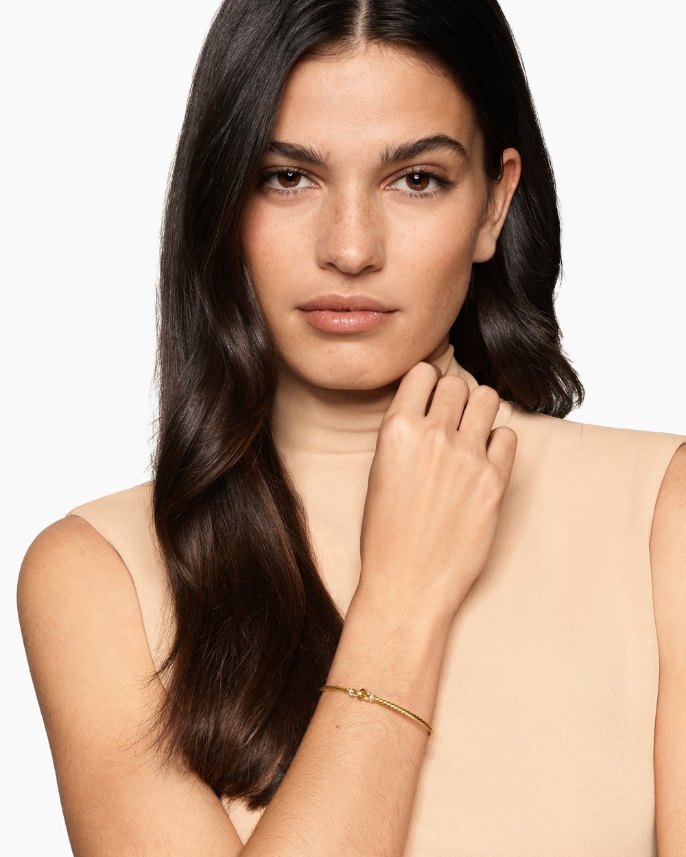 Womens Micro Cablespira Flex Buckle Bracelet in 18K Yellow Gold with Diamonds, 2.6mm