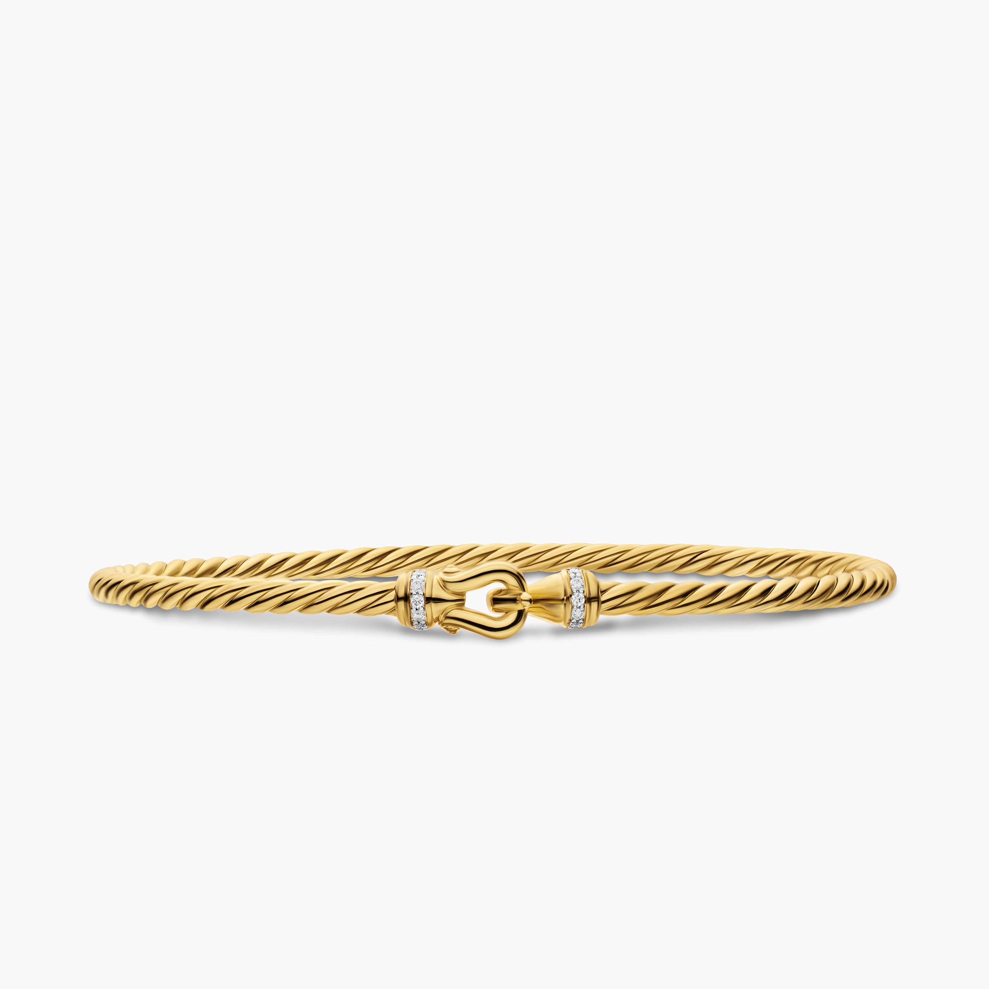 Womens Micro Cablespira Flex Buckle Bracelet in 18K Yellow Gold with Diamonds, 2.6mm