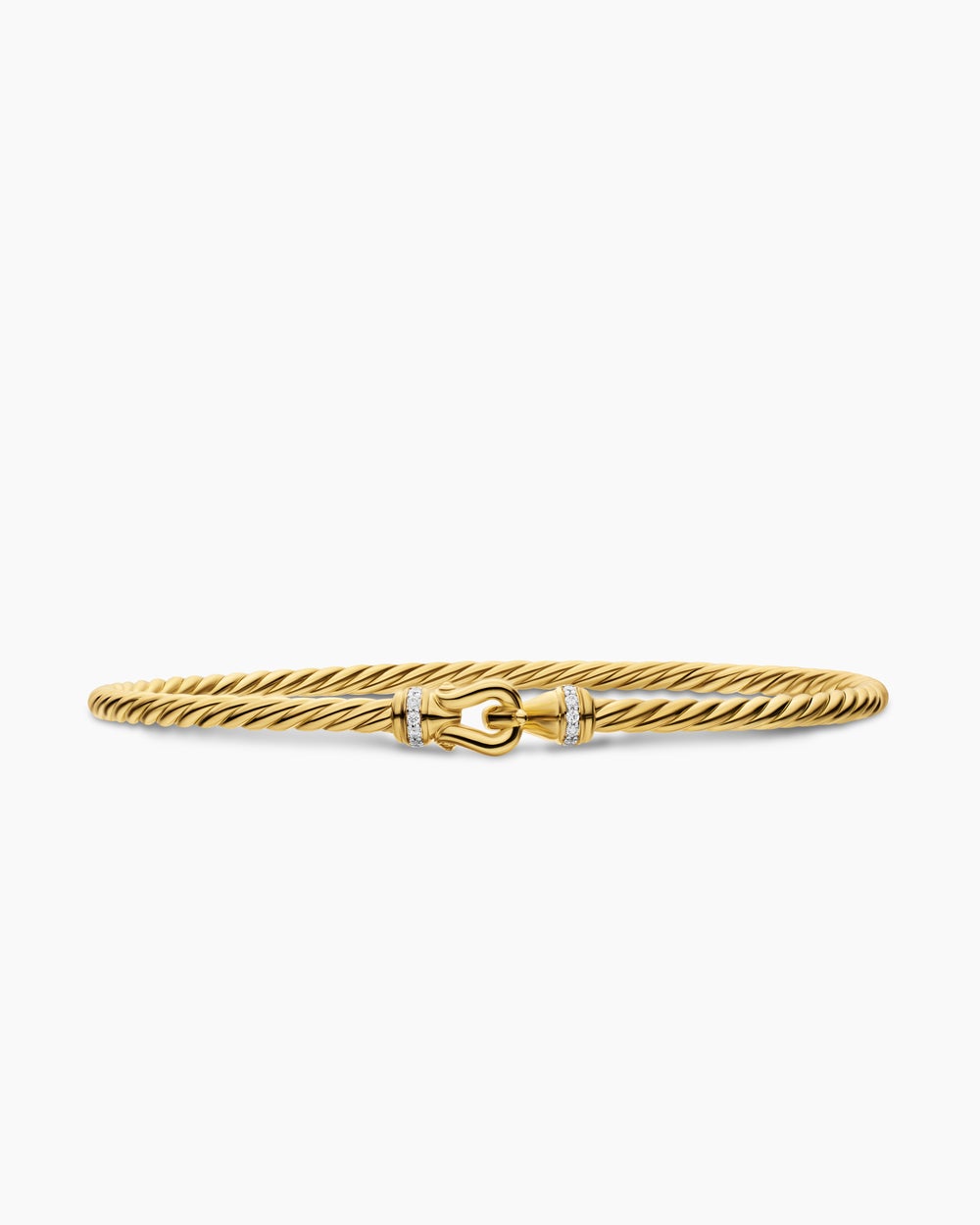 Womens Micro Cablespira Flex Buckle Bracelet in 18K Yellow Gold with Diamonds, 2.6mm