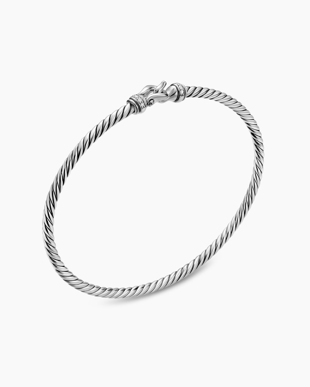 Womens Micro Cable Flex® Buckle Bracelet in Sterling Silver with Diamonds, 2.6mm