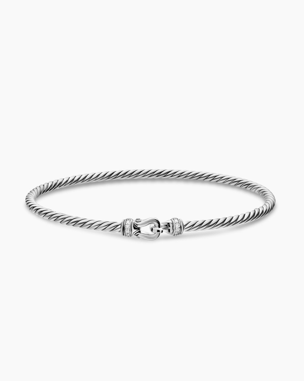 Womens Micro Cable Flex® Buckle Bracelet in Sterling Silver with Diamonds, 2.6mm