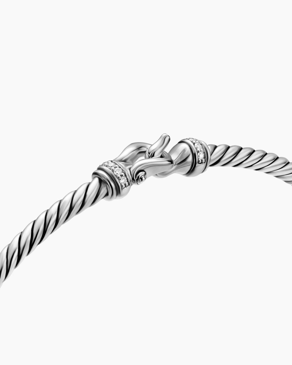 Womens Micro Cable Flex® Buckle Bracelet in Sterling Silver with Diamonds, 2.6mm