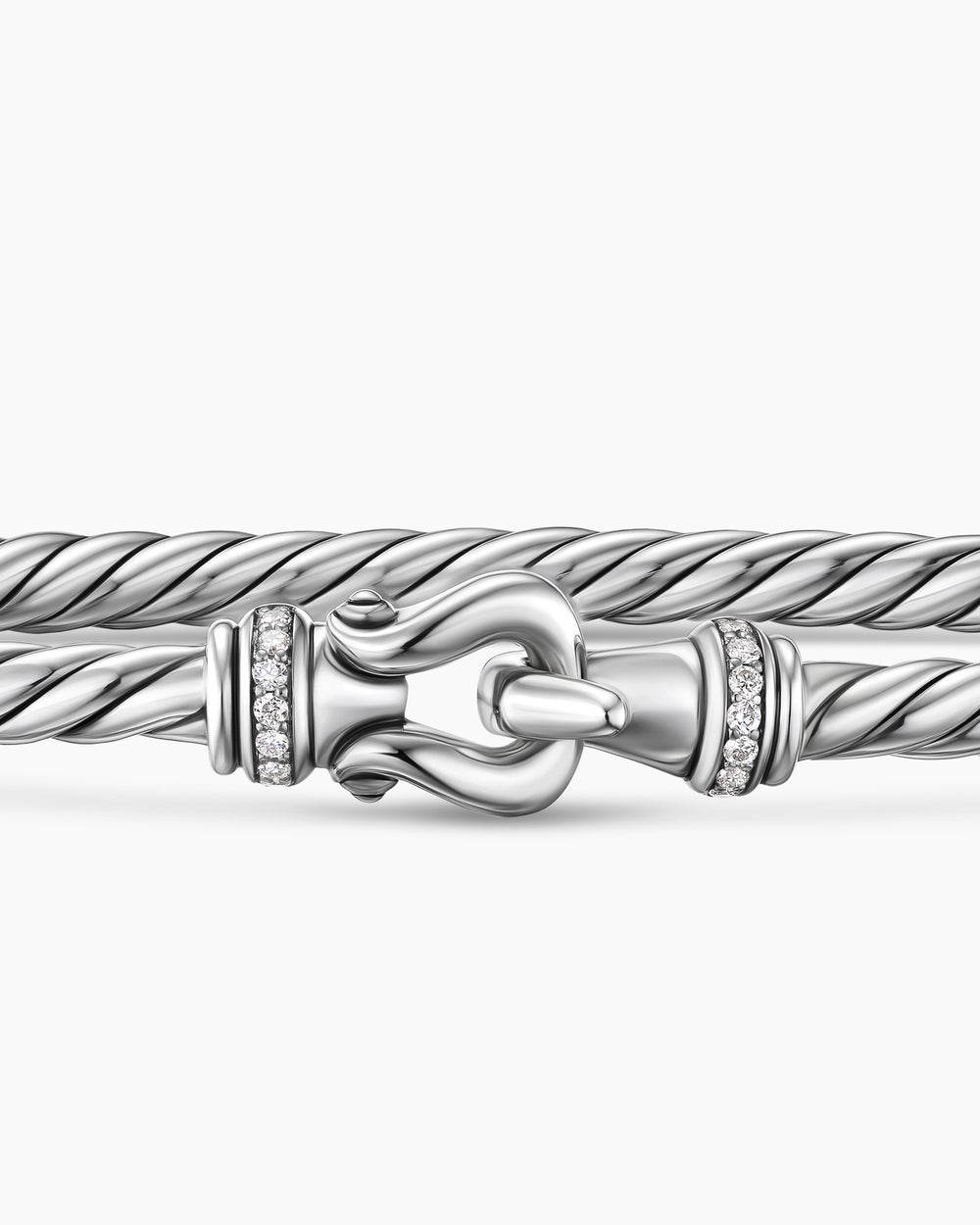 Womens Micro Cable Flex® Buckle Bracelet in Sterling Silver with Diamonds, 2.6mm