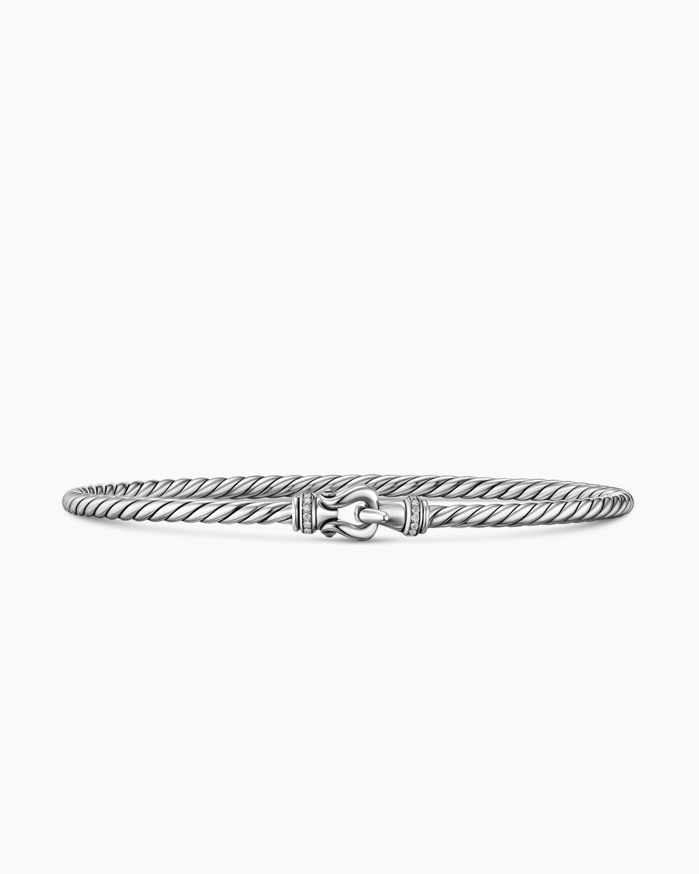 Womens Micro Cable Flex® Buckle Bracelet in Sterling Silver with Diamonds, 2.6mm