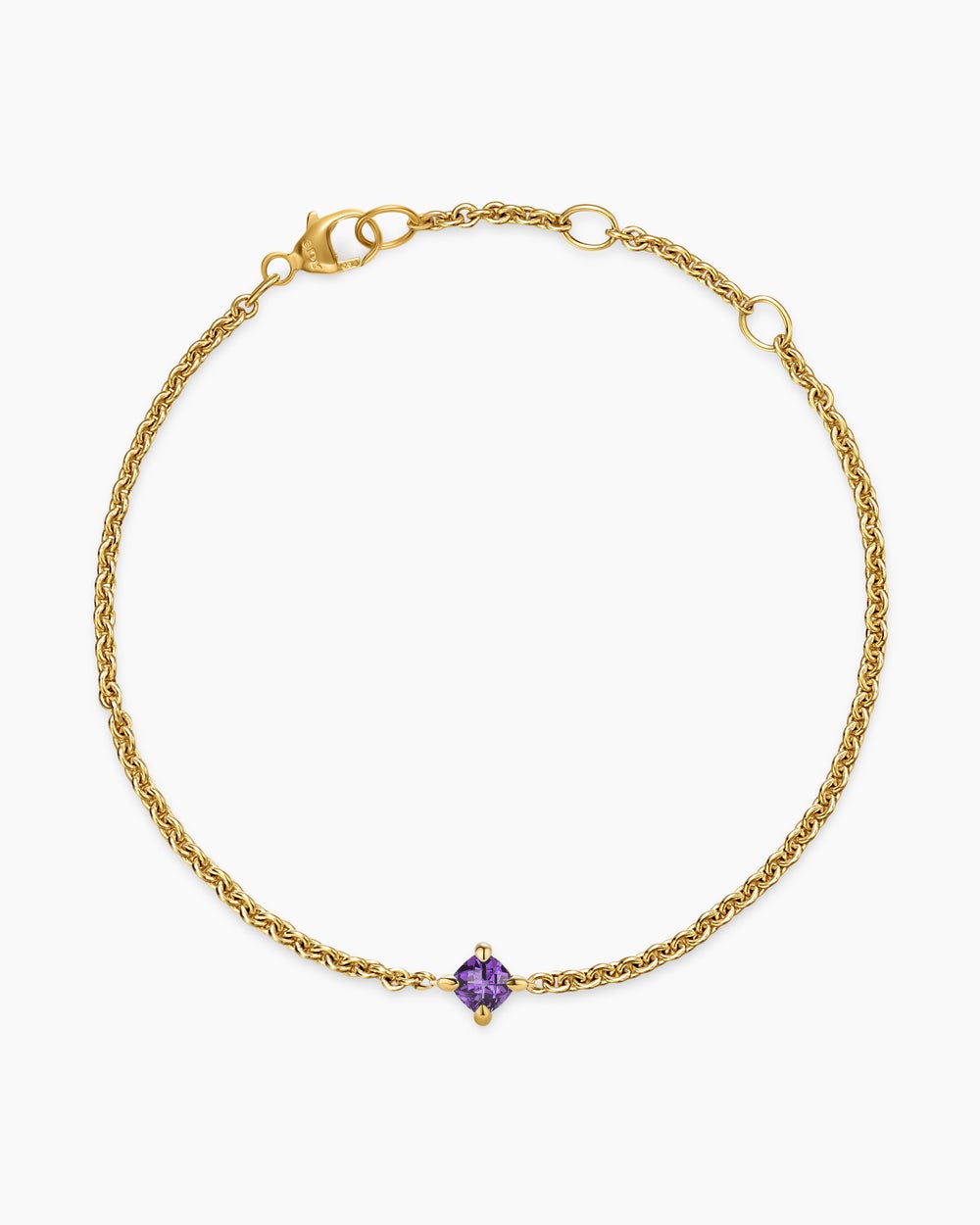 Womens Micro Chatelaine® Chain Bracelet in 18K Yellow Gold with Amethyst, 4mm