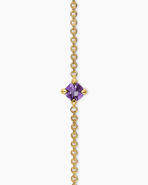 Womens Micro Chatelaine® Chain Bracelet in 18K Yellow Gold with Amethyst, 4mm
