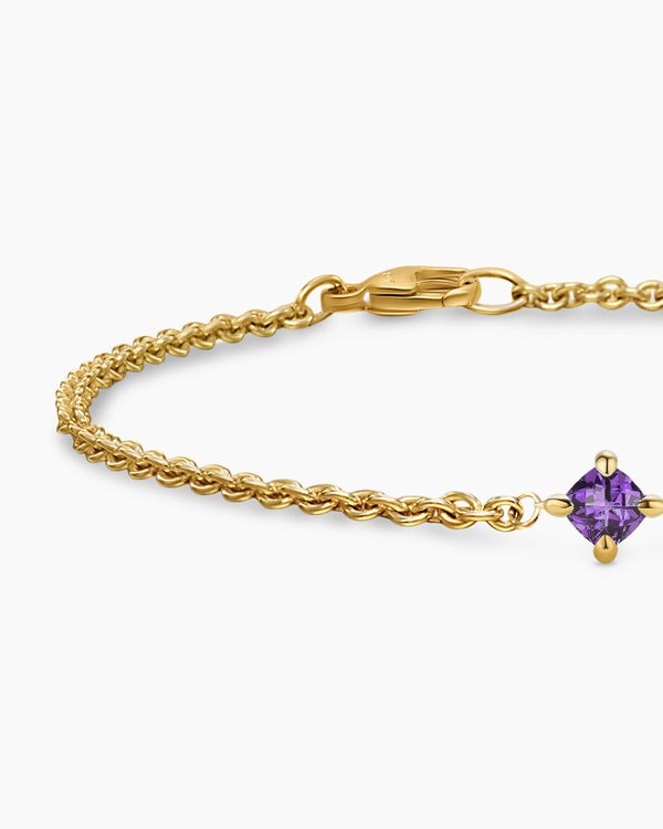 Micro Chatelaine® Chain Bracelet in 18K Yellow Gold with Amethyst, 4mm