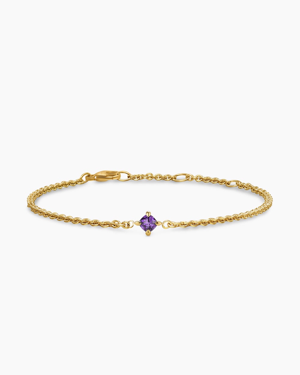 Womens Micro Chatelaine® Chain Bracelet in 18K Yellow Gold with Amethyst, 4mm