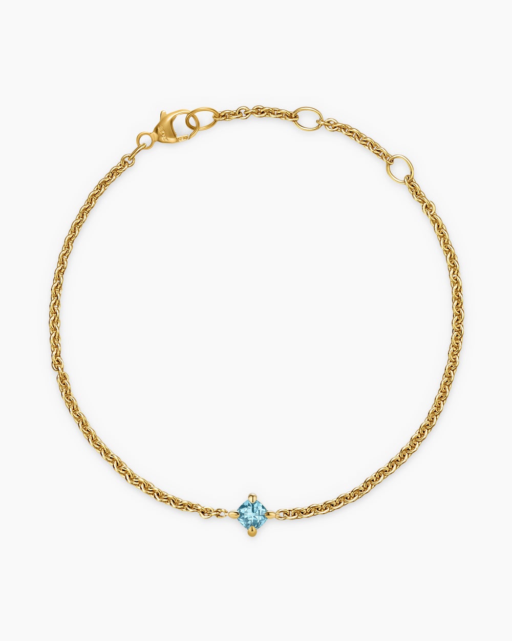Womens Micro Chatelaine® Chain Bracelet in 18K Yellow Gold with Aquamarine, 4mm