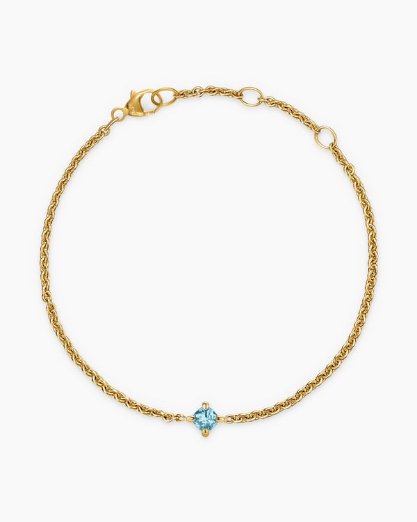 Micro Chatelaine® Chain Bracelet in 18K Yellow Gold with Aquamarine, 4mm