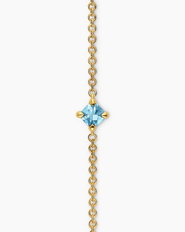 Micro Chatelaine® Chain Bracelet in 18K Yellow Gold with Aquamarine, 4mm