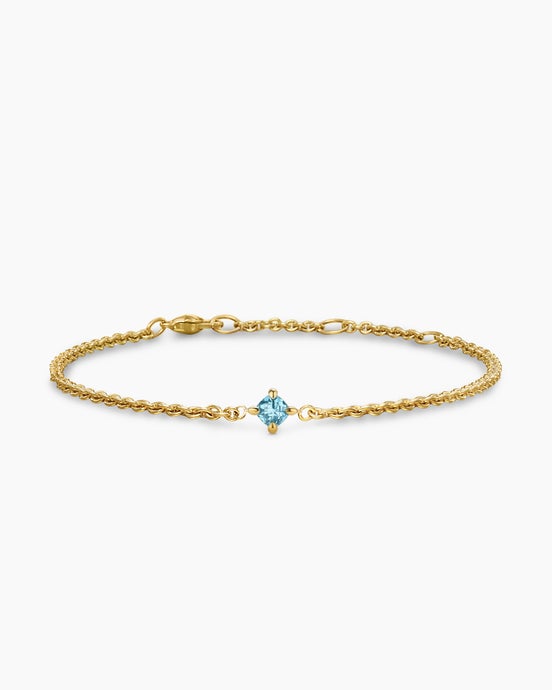 Micro Chatelaine® Chain Bracelet in 18K Yellow Gold with Aquamarine, 4mm